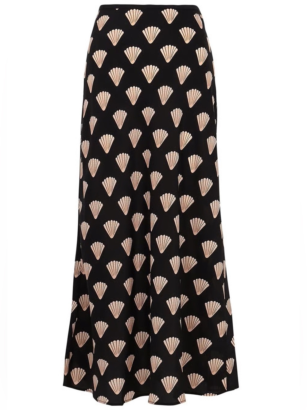 RIXO Kelly Shell 100% Silk Midi Skirt - Sz XS - Black / Gold Foil Shell 🐚